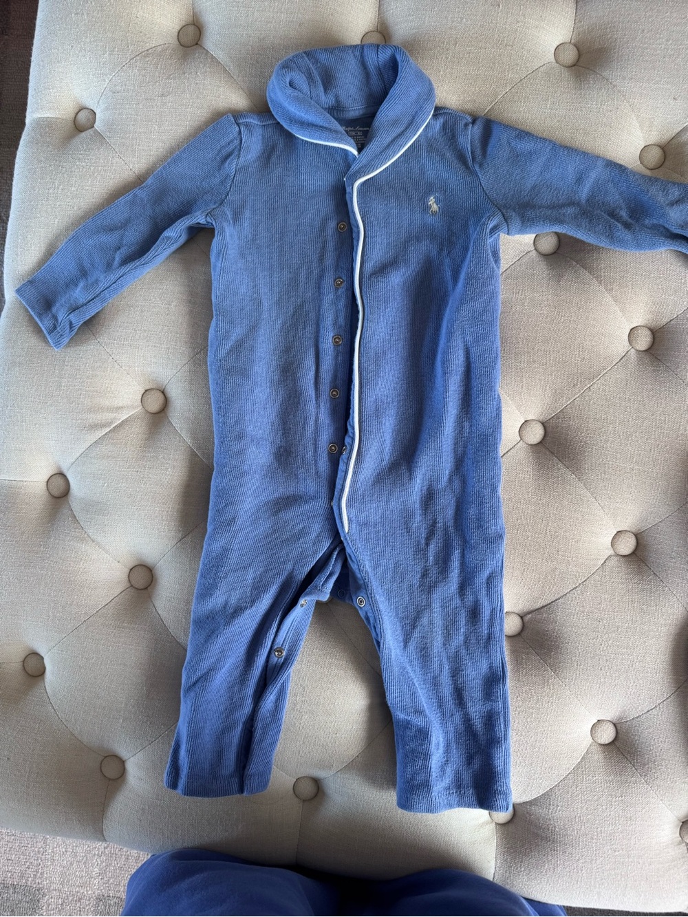 Ralph Lauren Light Blue Baby Fleece Footed One-Piece